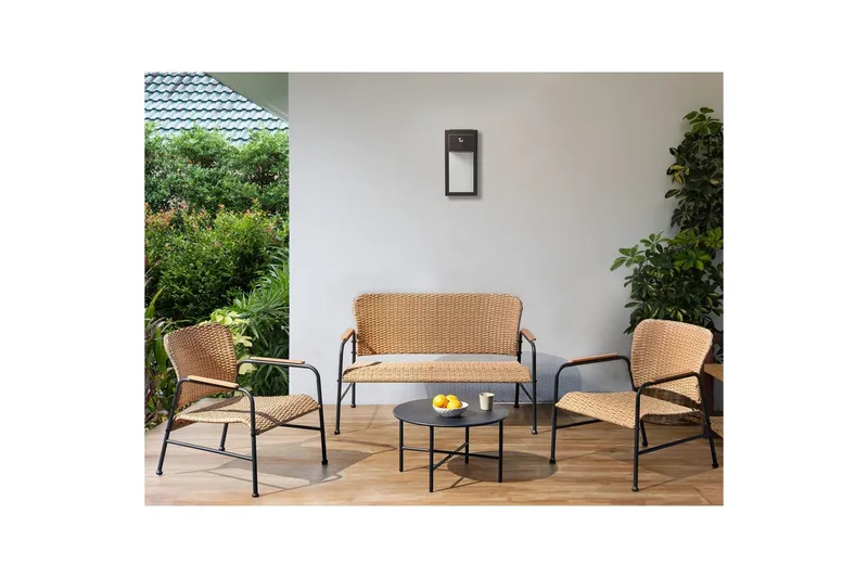 Soffgrupp Beliani Ofanto Natural||Black - Hagemøbler - Loungemøbler - Sofagruppe utendørs