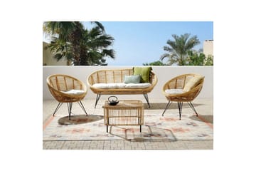 Soffgrupp med bord Beliani Maratea/Cesenatico Natural||Black||Beige - Hagemøbler - Loungemøbler - Sofagruppe utendørs