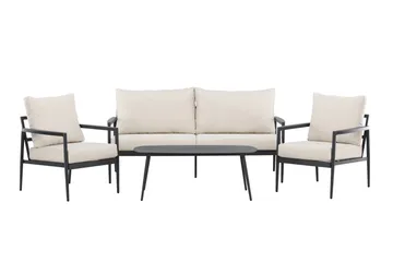Taromina Sofagruppe Utendørs 4-seter - Svart/Beige - Hagemøbler - Loungemøbler - Sofagruppe utendørs