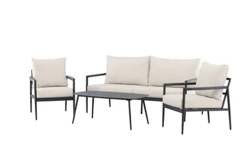 Taromina Sofagruppe Utendørs 4-seter - Svart/Beige - Hagemøbler - Loungemøbler - Sofagruppe utendørs