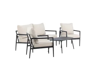 Taromina Sofagruppe Utendørs 4-seter - Svart/Beige - Hagemøbler - Loungemøbler - Sofagruppe utendørs