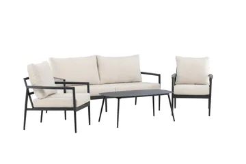 Taromina Sofagruppe Utendørs 4-seter - Svart/Beige - Hagemøbler - Loungemøbler - Sofagruppe utendørs