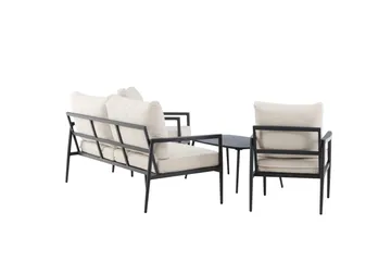 Taromina Sofagruppe Utendørs 4-seter - Svart/Beige - Hagemøbler - Loungemøbler - Sofagruppe utendørs