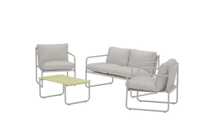 Thassos sofagruppe 2-seters sofa + 2 lenestoler med bord utendørs - Beige - Hage - Utemiljø - Veranda & terrasse - Verandamøbler