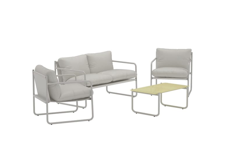 Thassos sofagruppe 2-seters sofa + 2 lenestoler med bord utendørs - Beige - Hage - Utemiljø - Veranda & terrasse - Verandamøbler