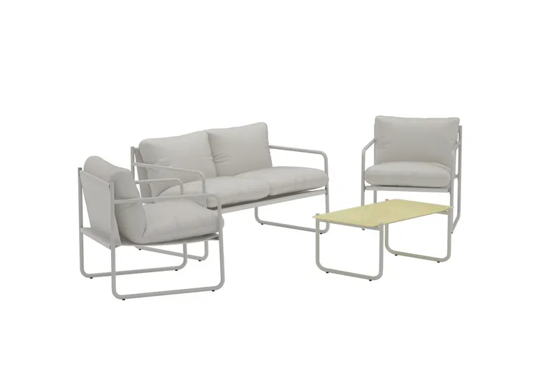 Thassos sofagruppe 2-seters sofa + 2 lenestoler med bord utendørs - Beige - Hage - Utemiljø - Veranda & terrasse - Verandamøbler