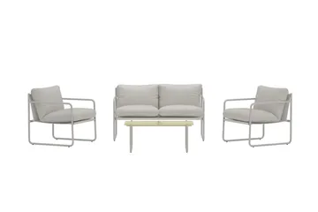 Thassos sofagruppe 2-seters sofa + 2 lenestoler med bord utendørs - Beige - Hagemøbler - Loungemøbler - Sofagruppe utendørs