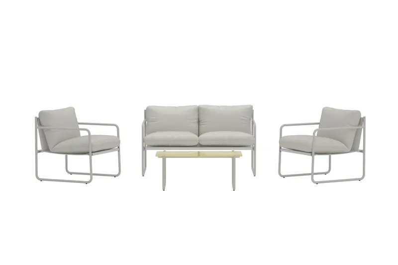 Thassos sofagruppe 2-seters sofa + 2 lenestoler med bord utendørs - Beige - Hage - Utemiljø - Veranda & terrasse - Verandamøbler