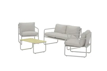 Thassos sofagruppe 2-seters sofa + 2 lenestoler med bord utendørs - Beige - Hagemøbler - Loungemøbler - Sofagruppe utendørs