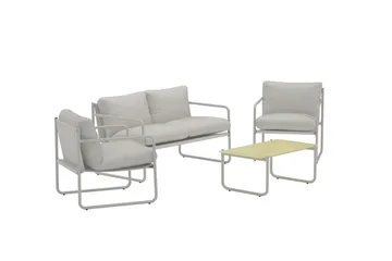 Thassos sofagruppe 2-seters sofa + 2 lenestoler med bord utendørs - Beige - Hagemøbler - Loungemøbler - Sofagruppe utendørs