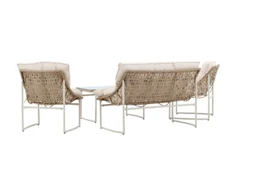 Tina Sofagruppe Utendørs 4-seter - Beige - Hagemøbler - Loungemøbler - Sofagruppe utendørs