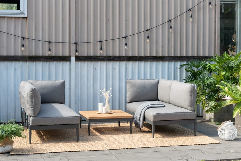 TOPAZ Loungegruppe 4-seter sofa + sofabord 73 cm - Grå - Hage - Utemiljø - Veranda & terrasse - Verandamøbler