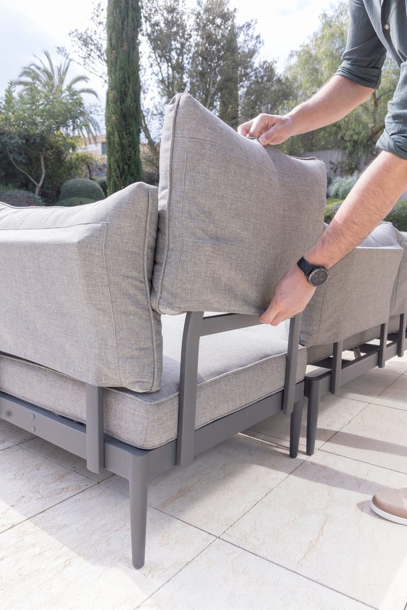 TOPAZ Loungegruppe 4-seter sofa + sofabord 73 cm - Grå - Hage - Utemiljø - Veranda & terrasse - Verandamøbler