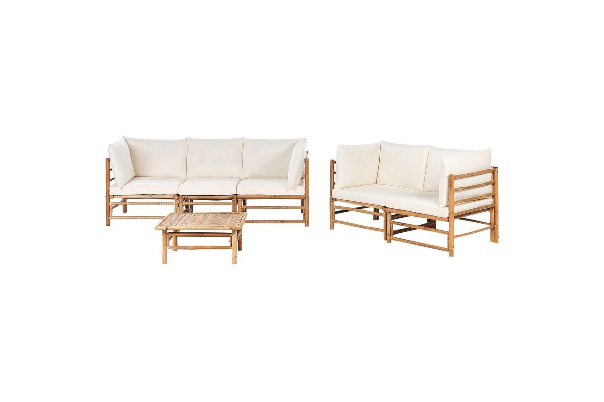 Trädgårdssoffgrupp Beliani Cerreto Beige/ljust trä White\|\|Light wood -