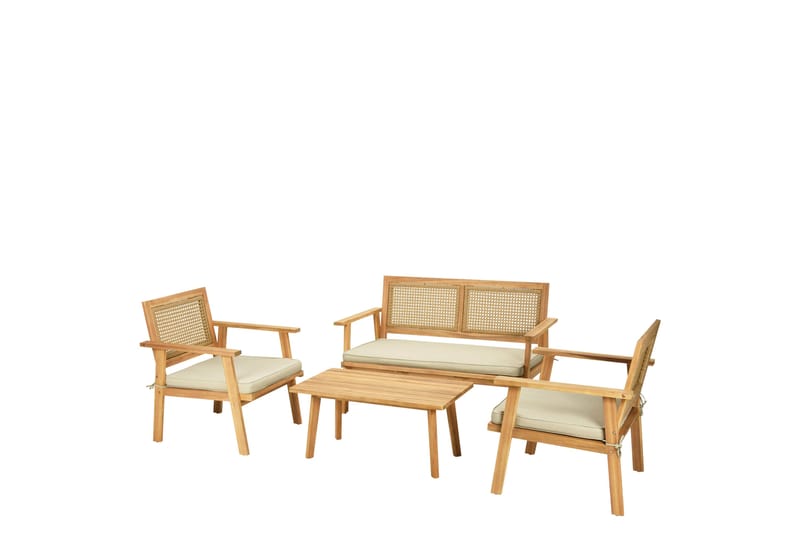 Tritante 4-seters Sofagruppe Utendørs – Loungegruppe balkong terrasse uteplass - Brun - Hage - Utemiljø - Veranda & terrasse - Verandamøbler