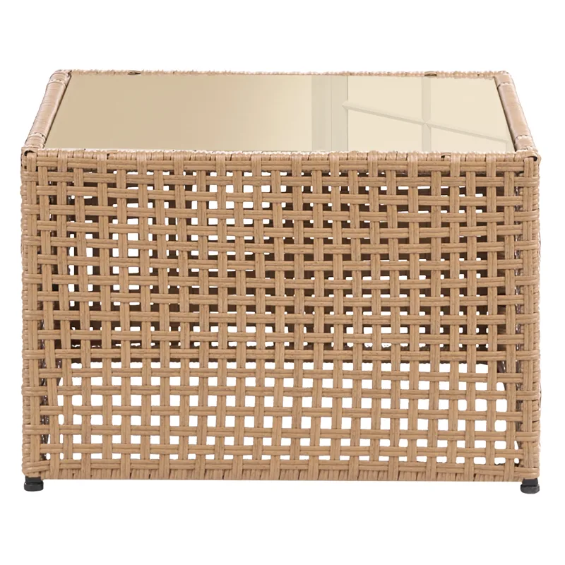 U-formet sofa utendørs 6-seter Omegana modulær kunstrotting - Beige/svart - Hage - Utemiljø - Veranda & terrasse - Verandamøbler