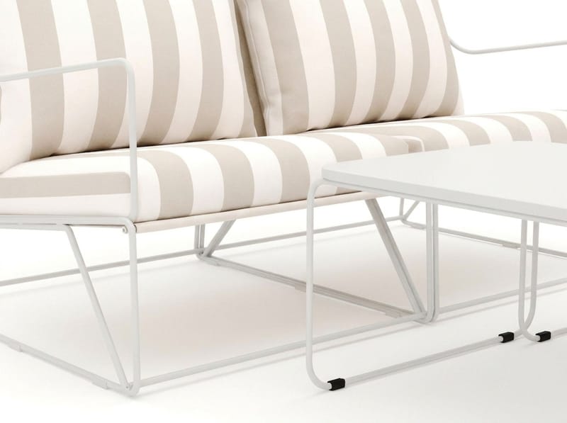 Usteryd 2-seters loungesofa med settbord - Beige/Stripet - Hagemøbler - Loungemøbler - Sofagruppe utendørs