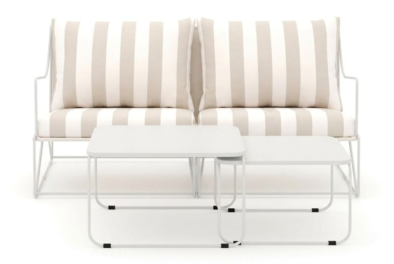Usteryd 2-seters loungesofa med settbord - Beige/Stripet - Hagemøbler - Loungemøbler - Sofagruppe utendørs