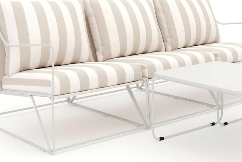 Usteryd 3-seters loungesofa med settbord - Beige/Stripet - Hagemøbler - Loungemøbler - Sofagruppe utendørs
