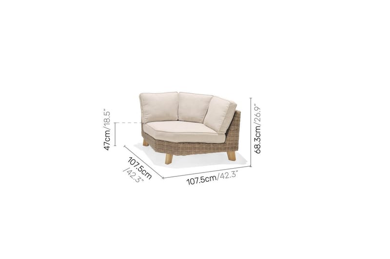 Utendørs møbelgruppe Lifestyle Garden Bahamas 2-seter venstre & høyre & hjørnestol & sofabord 100 - Hage - Utemiljø - Veranda & terrasse - Verandamøbler