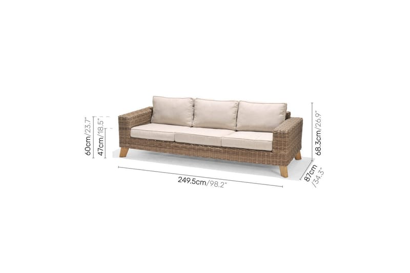 Utendørs møbelgruppe Lifestyle Garden Bahamas 2 x lenestol & 3-seter & sofabord 140 - Hage - Utemiljø - Veranda & terrasse - Verandamøbler
