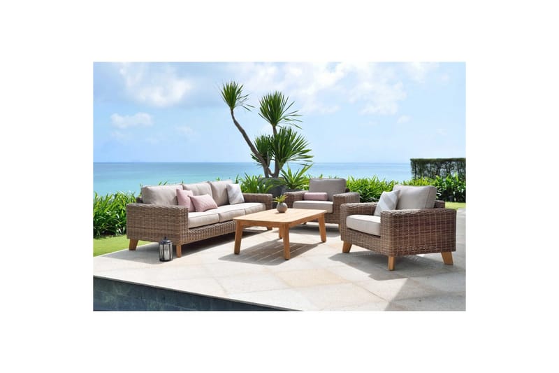 Utendørs møbelgruppe Lifestyle Garden Bahamas 2 x lenestol & 3-seter & sofabord 140 - Hage - Utemiljø - Veranda & terrasse - Verandamøbler