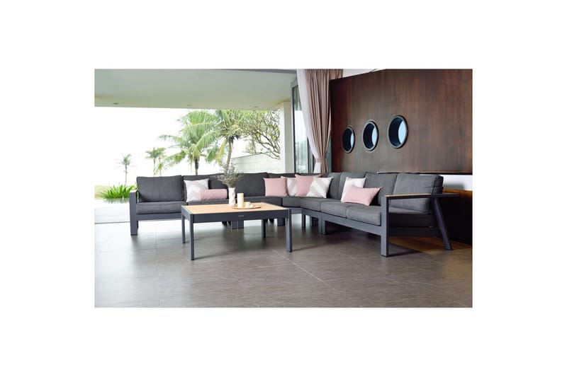 Utendørs møbelgruppe Lifestyle Garden PALAU 2-seter høyre & venstre + hjørnesofa stol + sidestol + sofabord 140 cm - Hage - Utemiljø - Veranda & terrasse - Verandamøbler