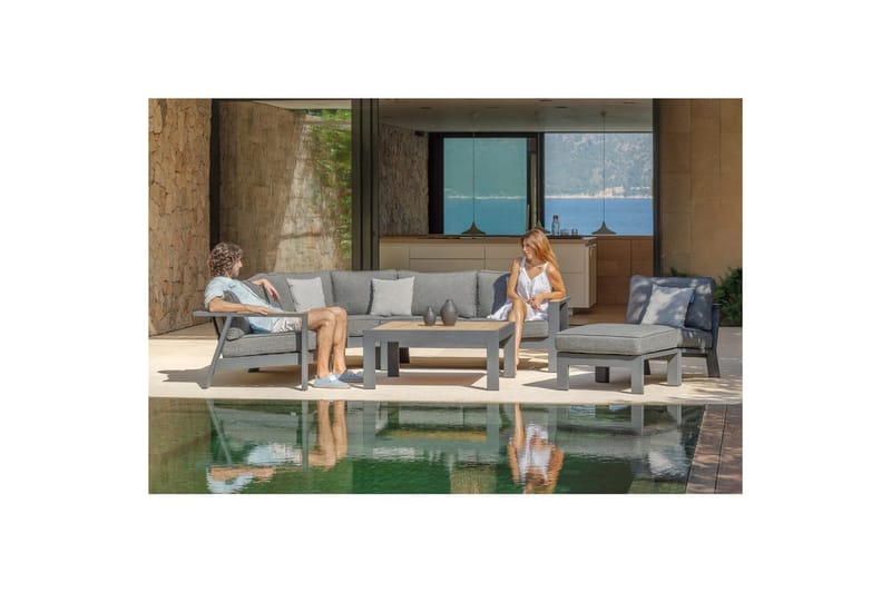 Utendørs møbelgruppe Lifestyle Garden PALAU 2-seter høyre & venstre + hjørnesofa stol + sofabord 100 cm - Hage - Utemiljø - Veranda & terrasse - Verandamøbler