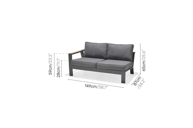 Utendørs møbelgruppe Lifestyle Garden PALAU 2-seter høyre & venstre + hjørnesofa stol + sofabord 100 cm - Hage - Utemiljø - Veranda & terrasse - Verandamøbler