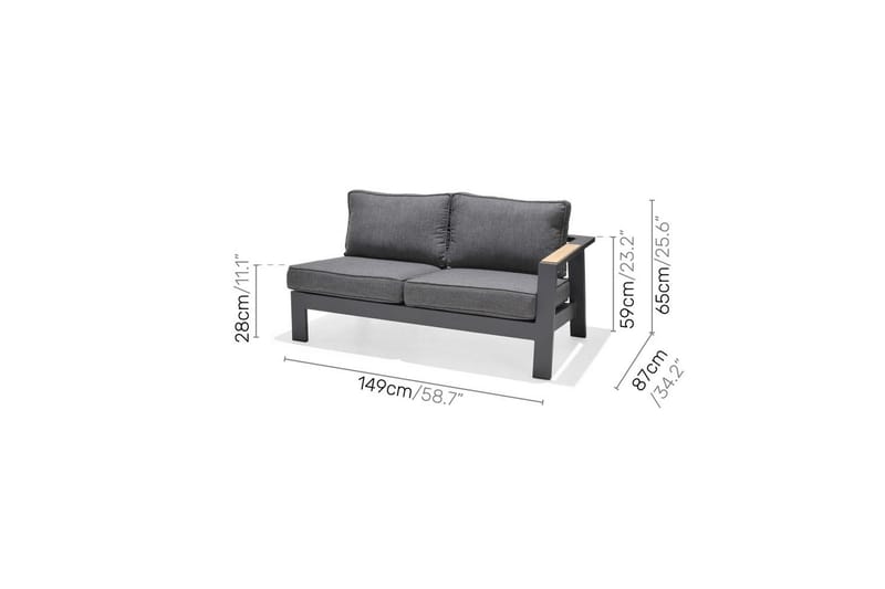 Utendørs møbelgruppe Lifestyle Garden PALAU 2-seter høyre & venstre + hjørnesofa stol + sofabord 100 cm - Hage - Utemiljø - Veranda & terrasse - Verandamøbler