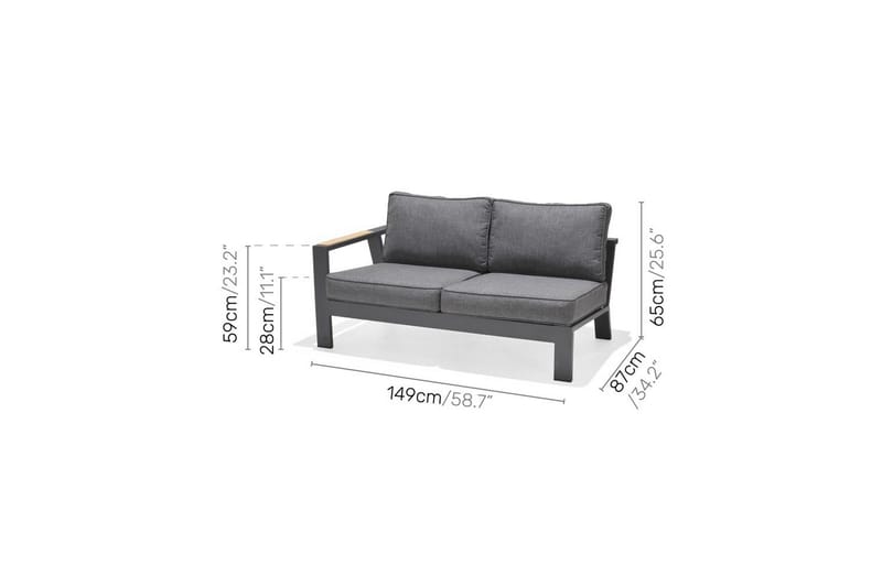 Utendørs møbelgruppe Lifestyle Garden PALAU 2-seter høyre & venstre + 2x hjørnesofa stol + 2x sidestol + sofabord 100 cm - Hage - Utemiljø - Veranda & terrasse - Verandamøbler