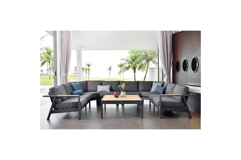 Utendørs møbelgruppe Lifestyle Garden PALAU 2-seter høyre & venstre + 2x hjørnesofa stol + 2x sidestol + sofabord 100 cm - Hage - Utemiljø - Veranda & terrasse - Verandamøbler