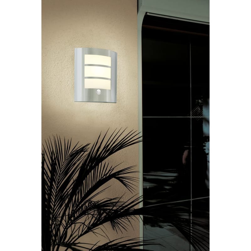 Utvendig vegglampe City med sensor - Rustfritt Stål - Hage - Utemiljø - Entré - Entrébelysning