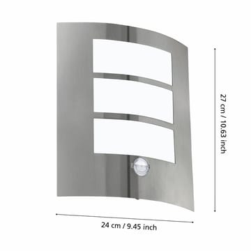 Utvendig vegglampe City med sensor - Rustfritt Stål - Hage - Utemiljø - Entré - Entrébelysning