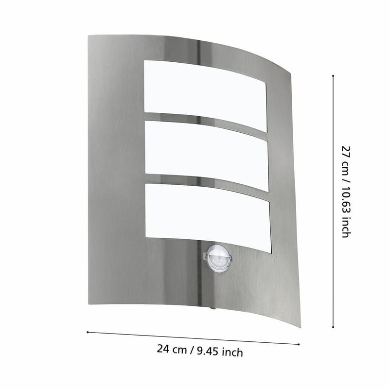 Utvendig vegglampe City med sensor - Rustfritt Stål - Hage - Utemiljø - Entré - Entrébelysning