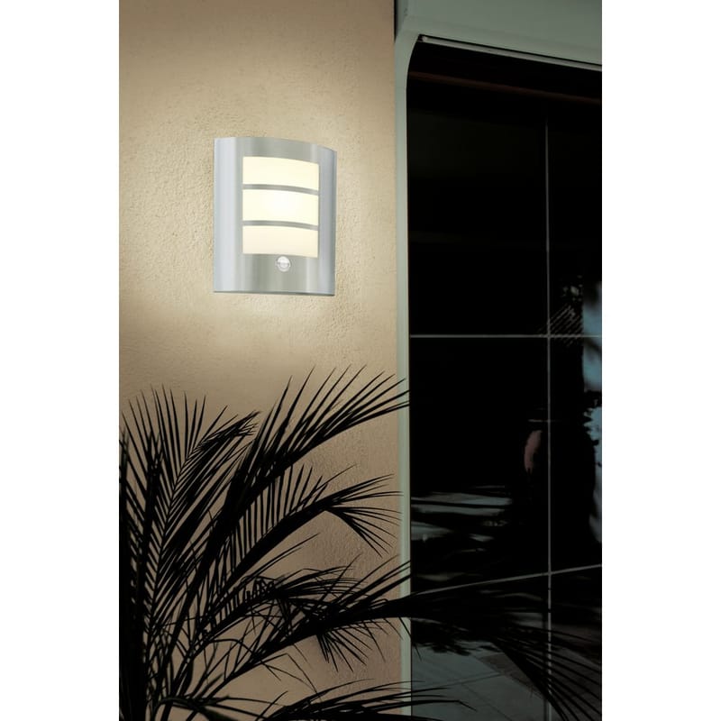 Utvendig vegglampe City med sensor - Rustfritt Stål - Hage - Utemiljø - Entré - Entrébelysning