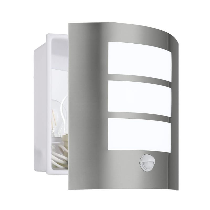 Utvendig vegglampe City med sensor - Rustfritt Stål - Hage - Utemiljø - Entré - Entrébelysning