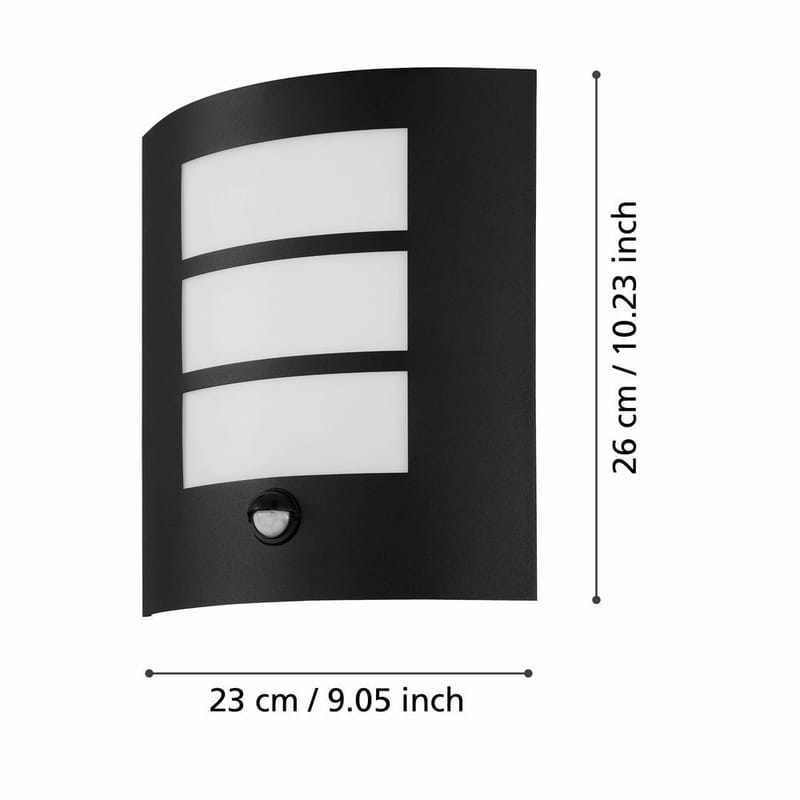 Utvendig vegglampe City med sensor - Sort - Hage - Utemiljø - Entré - Entrébelysning
