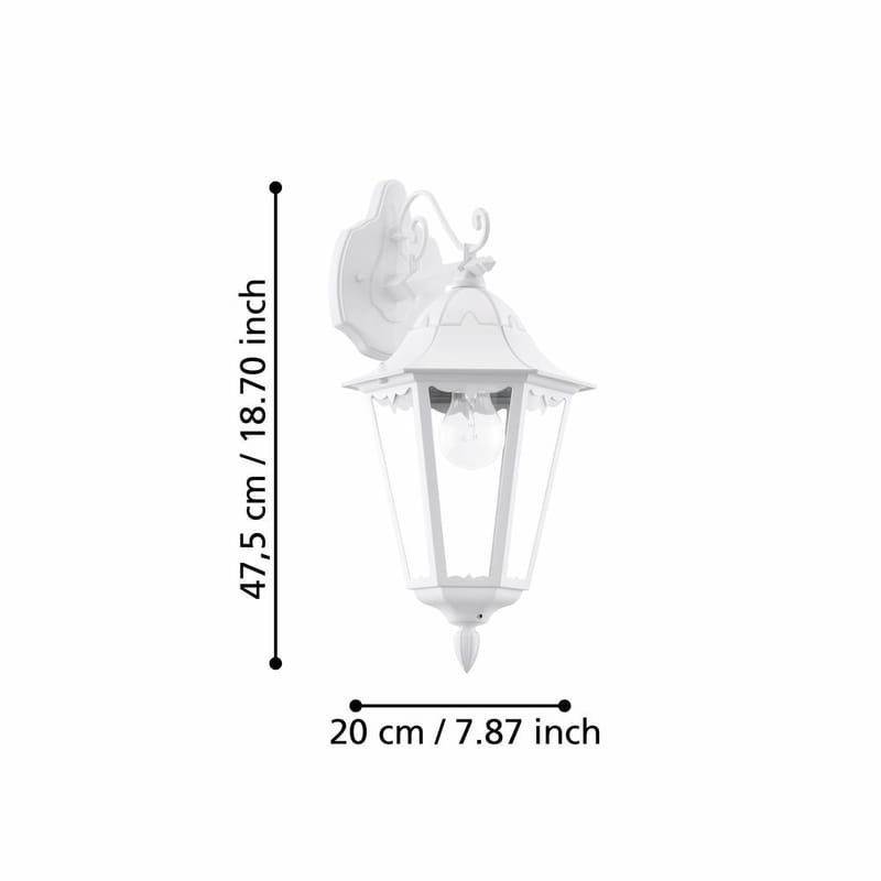 Utvendig vegglampe Navedo Nedovervendt - Hvit - Hage - Utemiljø - Entré - Entrébelysning