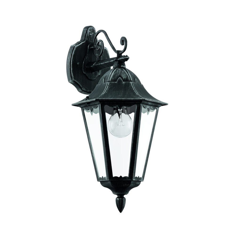 Utvendig vegglampe Navedo Nedovervendt - Svart/Sølvpatina