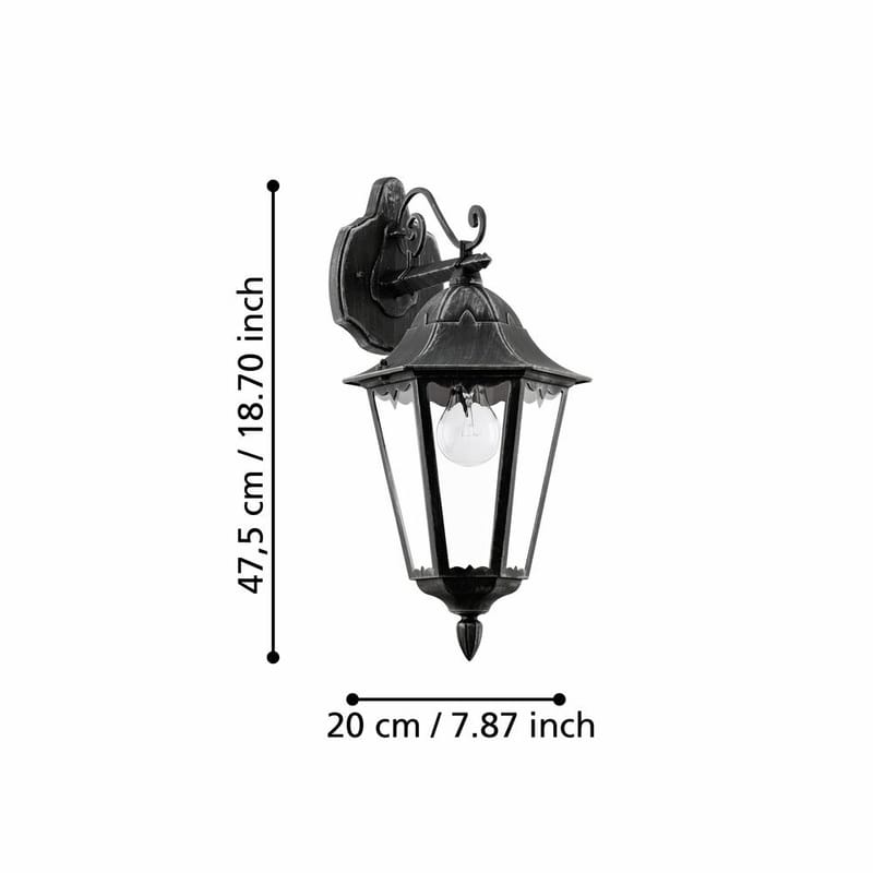 Utvendig vegglampe Navedo Nedovervendt - Svart/Sølvpatina - Hage - Utemiljø - Entré - Entrébelysning