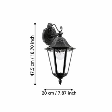 Utvendig vegglampe Navedo Nedovervendt - Svart/Sølvpatina - Hage - Utemiljø - Entré - Entrébelysning