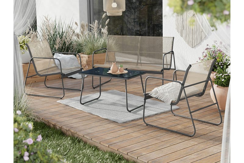 Corpach 4-seters Sofagruppe Utendørs – Loungegruppe til balkong, terrasse og uteplass - Antrasitt - Hage - Utemiljø - Veranda & terrasse - Verandamøbler