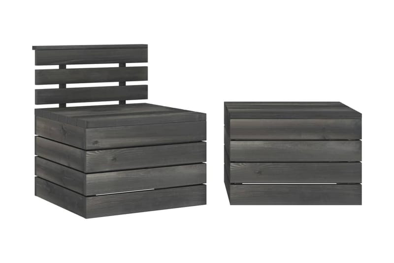 Hagemøbelsett 2 deler paller heltre furu mørkegrå - Grå - Verandamøbler - Sofagruppe utendørs - Loungesett