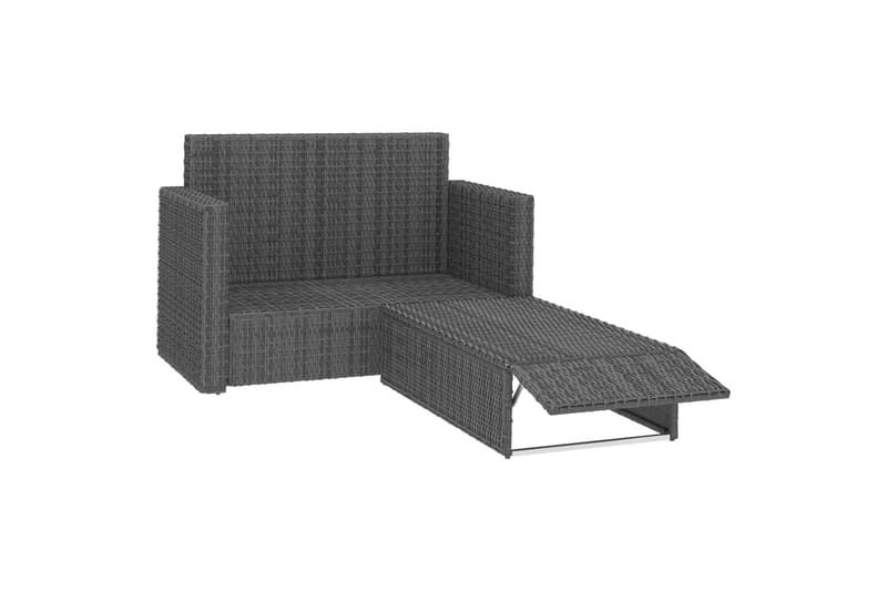 Hagesofagruppe med puter 2 deler polyrotting grå - Verandamøbler - Sofagruppe utendørs - Loungesett