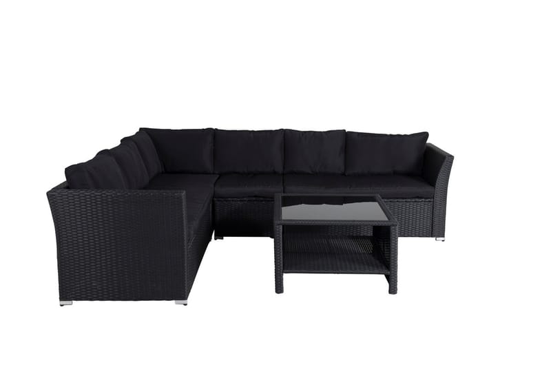 Haiti loungegruppe utendørs med puter svart - Svart - Hagemøbler - Utesofa - Hagebenk & hagesofa