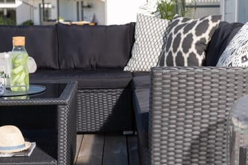 Haiti loungegruppe utendørs med puter svart - Svart - Hagemøbler - Utesofa - Hagebenk & hagesofa