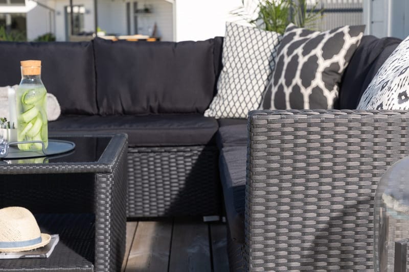 Haiti loungegruppe utendørs med puter svart - Svart - Hagemøbler - Utesofa - Hagebenk & hagesofa