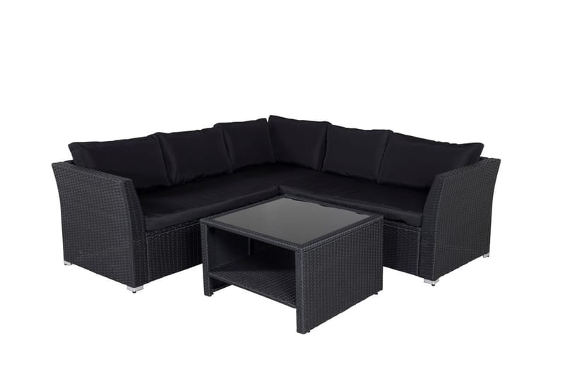 Haiti loungegruppe utendørs med puter svart - Svart - Hagemøbler - Utesofa - Hagebenk & hagesofa