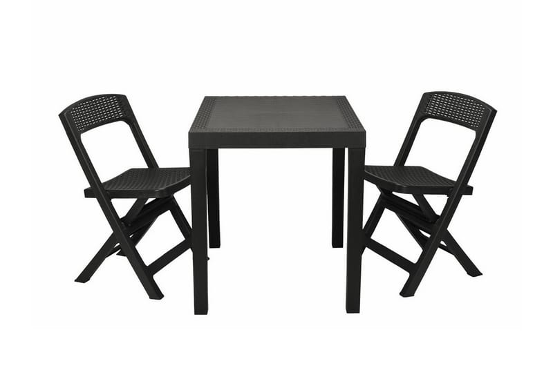 Liten 2-seters spisegruppe Utendørs – Lite kafésett i plast for balkong, terrasse og uteplass - Antrasitt - Hage - Utemiljø - Veranda & terrasse - Verandamøbler